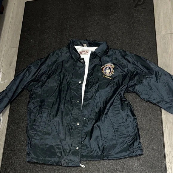Forensics Vintage Navy Blue Windbreaker Jacket size XL - Picture 2 of 11